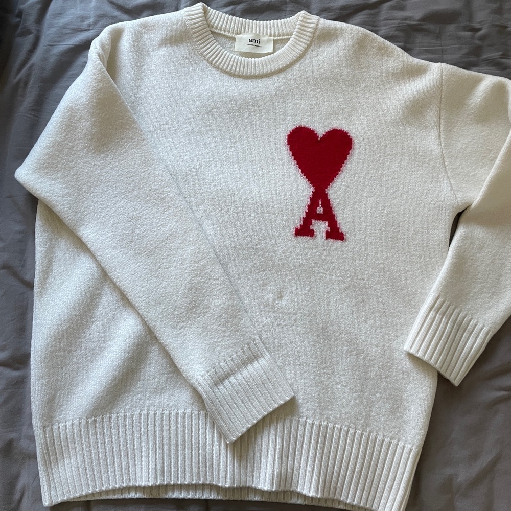 Ami Paris oversized wool sweater white size s